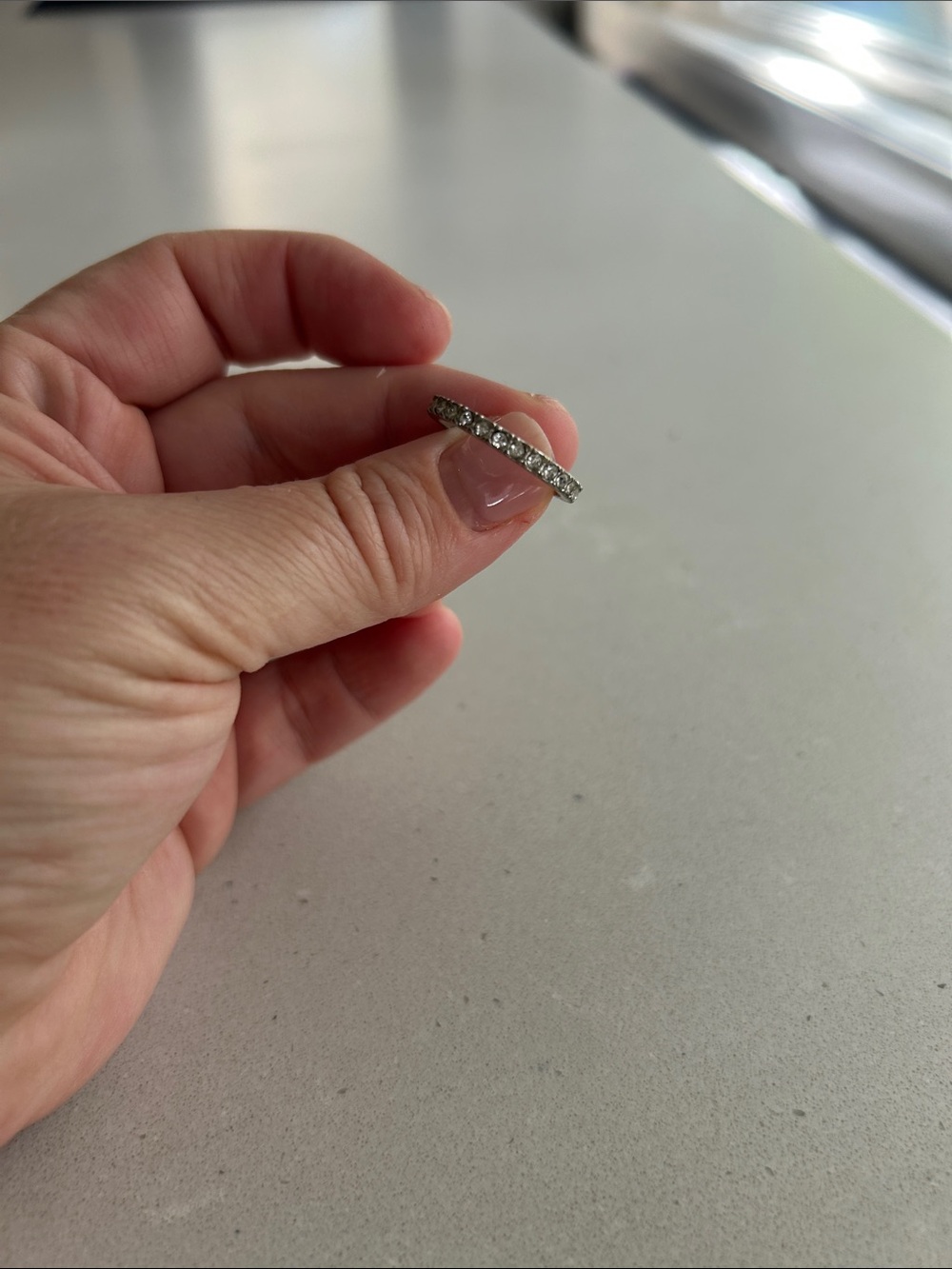 Sparkling Silver Crystal Eternity Band - Women's Ring